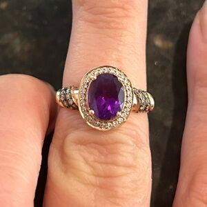 LeVian Grape Amethyst and diamond ring in 14k Rose Gold. Size 7.
